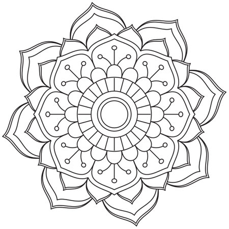 Mandala. Ethnic decorative element. Hand drawn backdrop. Islam, Arabic, Indian, ottoman motifs.のイラスト素材