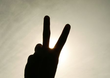   the victory sign                             の写真素材