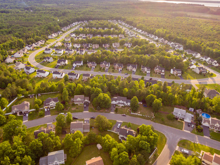 Aerial view of a Cookie Cutter Neighborhoodの写真素材