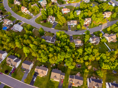 Aerial view of a Cookie Cutter Neighborhoodの写真素材