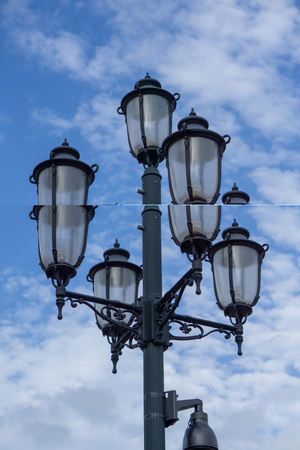 Lamp Post with Cloudsの写真素材