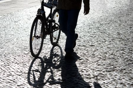 Streetlife in Berlin at the morningの写真素材