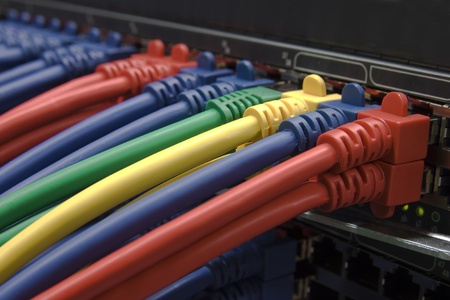 Ethernet cables are connected to internet switch