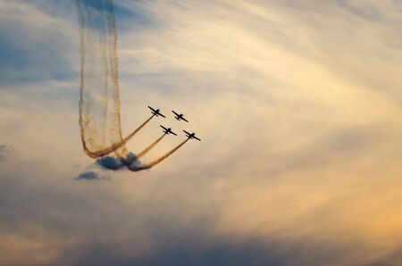 Bucharest, Romania, June 2015: Acrobatic planes at Bucharest International Air Show BIAS. Photo taken on: June 20th, 2015のeditorial素材