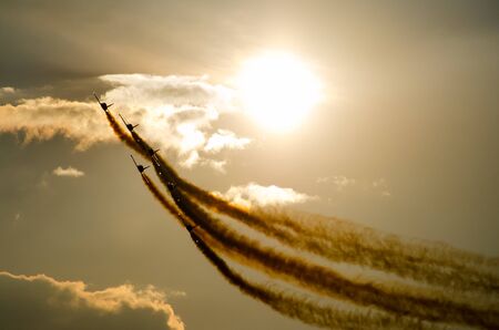 Bucharest, Romania, June 2015: Acrobatic planes at Bucharest International Air Show BIAS. Photo taken on: June 20th, 2015のeditorial素材