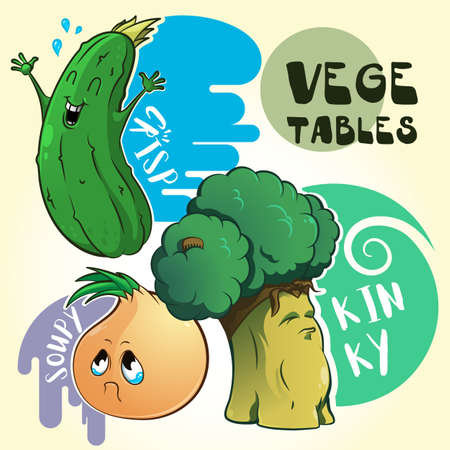 Vector image of vegetables and their characters. Comic form representation form.のイラスト素材
