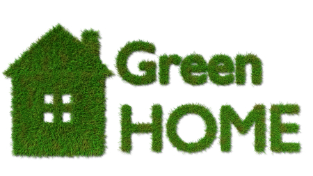 green home icon - ecology house concept - 3D renderの写真素材