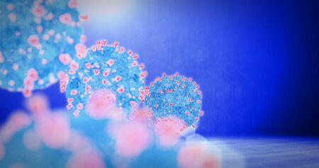 coronavirus attack, group of corona virions - 3D renderの写真素材