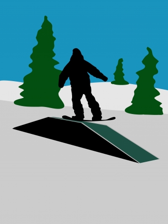 Background with snowboarder on mountainsのイラスト素材