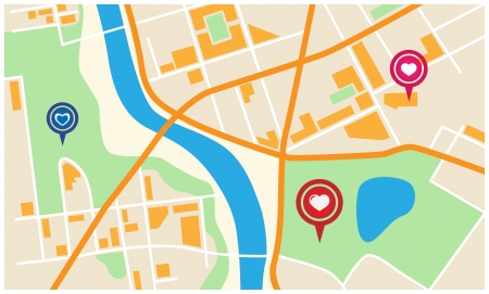 City Map With Valentine Markerのイラスト素材