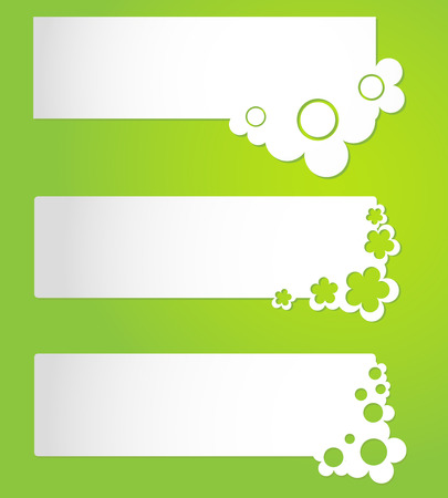 Abstract paper banners with flowersのイラスト素材