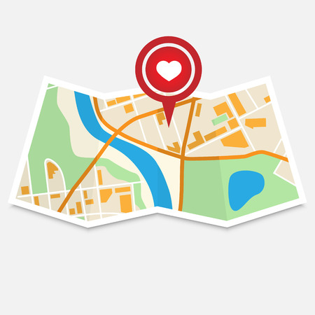 City Map With Valentine Markerのイラスト素材