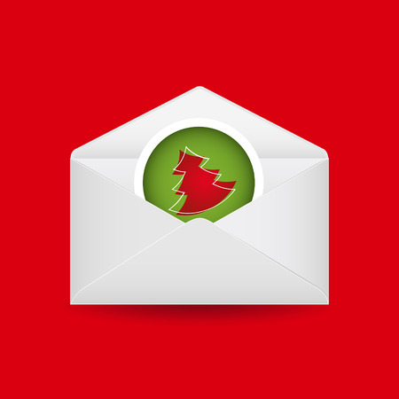Christmas tree with open envelope.のイラスト素材