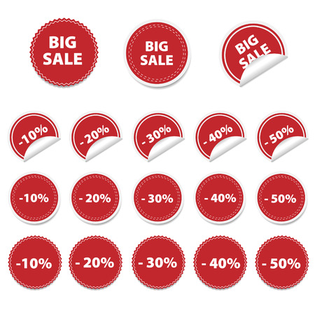 Set of red sale stickersのイラスト素材