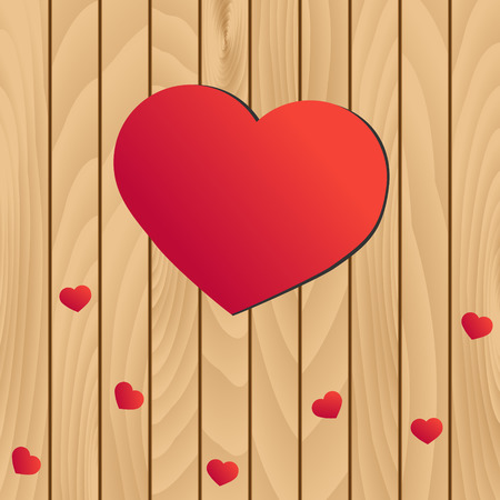 Valentine hearts on wooden backgroundのイラスト素材
