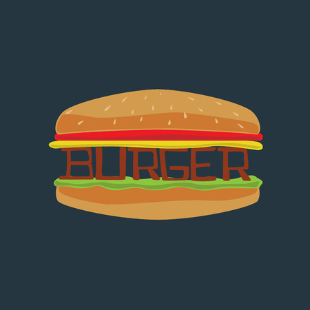 Illustration of a juicy hamburgerのイラスト素材