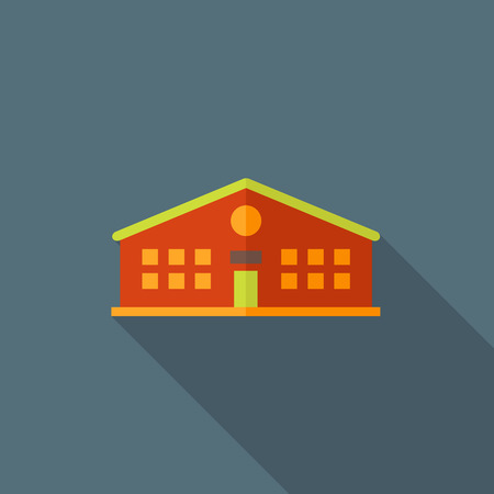 Building house flat icon with shadow, vector.のイラスト素材