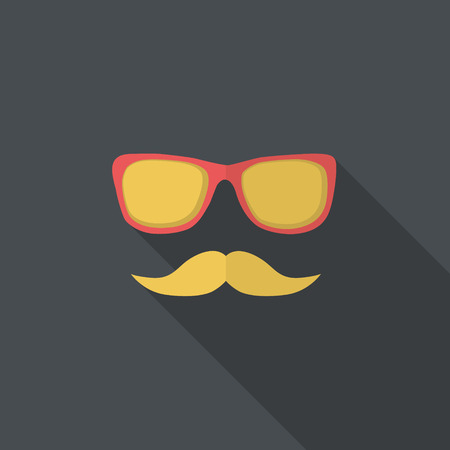 Flat icon with mustache and glasses - vector.のイラスト素材