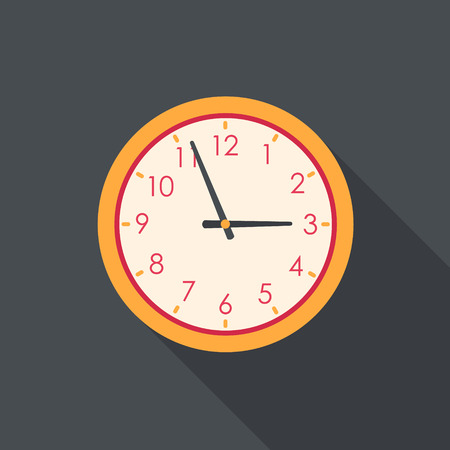 Clock flat icon with long shadow on dark bacground.のイラスト素材