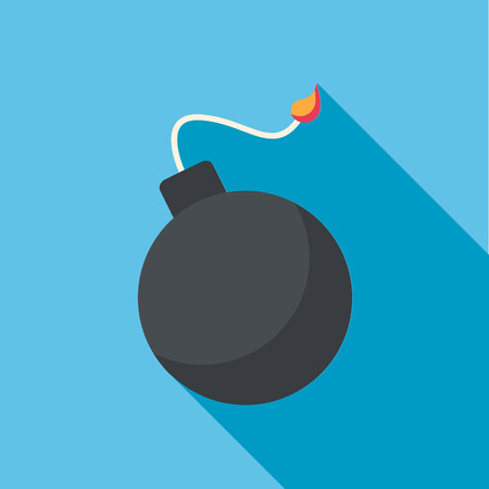 Bomb flat web design on blue background with long shadow.のイラスト素材
