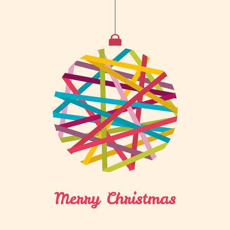 Decorative Christmas sphere with lines. Vector card.のイラスト素材