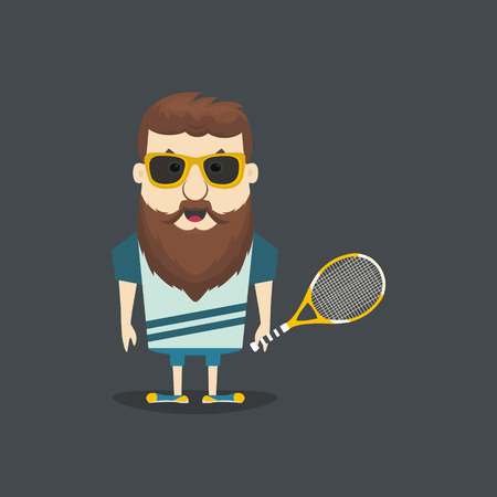 Vector illustration of tennis player. Flat design.のイラスト素材