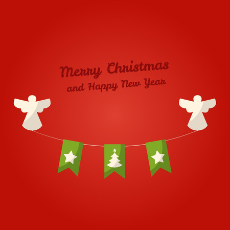 Hanging Christmas ornaments with angels.のイラスト素材