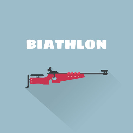 Biathlon flat vector illustration. Biathlon rifle vector illustration. Winter sport.のイラスト素材