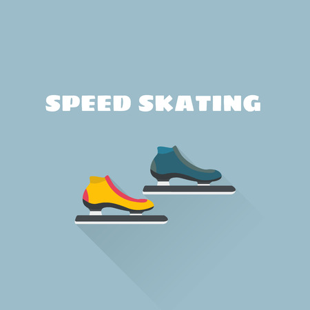 Speed skating flat vector illustration. Vector illustration. Winter Sport.のイラスト素材