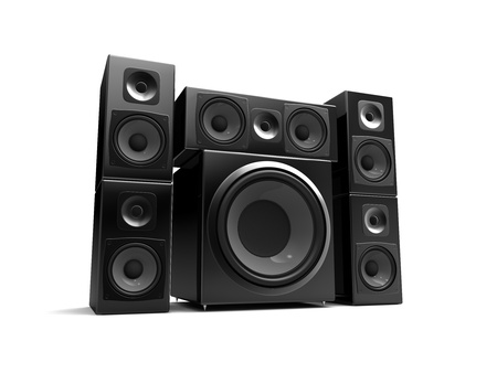 multimedia speakers isolated on a white backgroundの写真素材