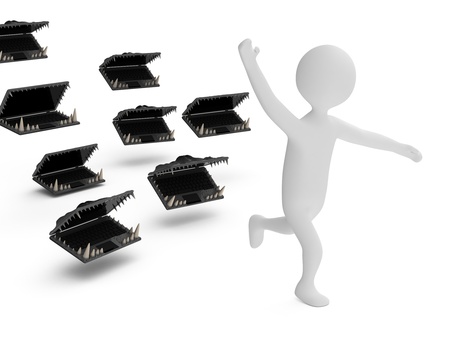 laptop monsters chase a manの写真素材