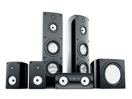 Cg audio speakers isolated on white backgroundの写真素材