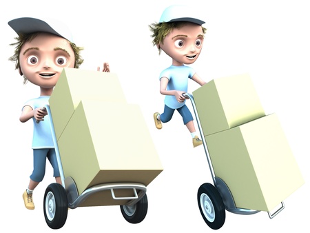 Cg courier delivers a packages isolated on whiteの写真素材