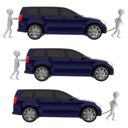 cg car and character isolated on whiteの写真素材