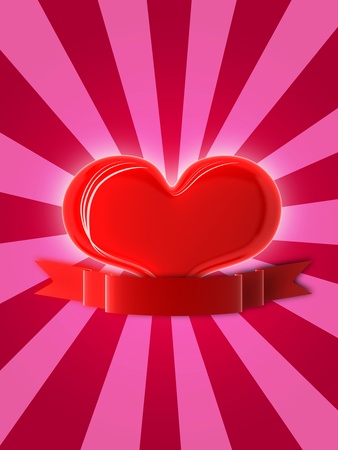 heart with blank ribbonの写真素材