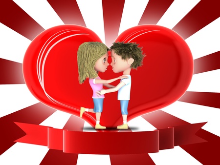 couple on the background of the heartの写真素材