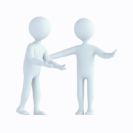 Character offers help the characterの写真素材