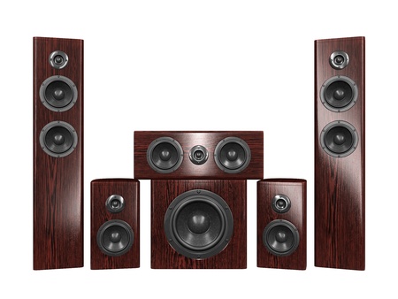 3d speakers isolated on whiteの写真素材