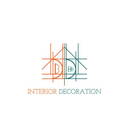 Illustration Vector Graphic of Interior decoration logo design with orange and green colors. Perfect to use for Real Estate and Mortgage business.のイラスト素材