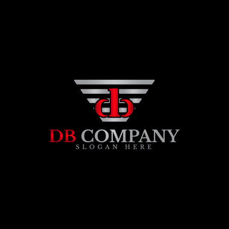 Vector graphic of DB letter logo design combination with wings, with silver and red color scheme. perfect to use for the automotive field.のイラスト素材