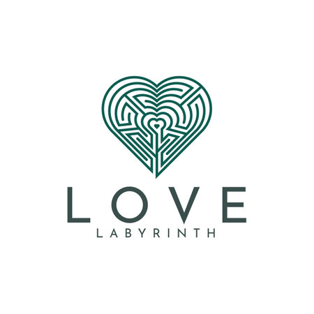 Love shaped maze vector graphic illustration logo.のイラスト素材