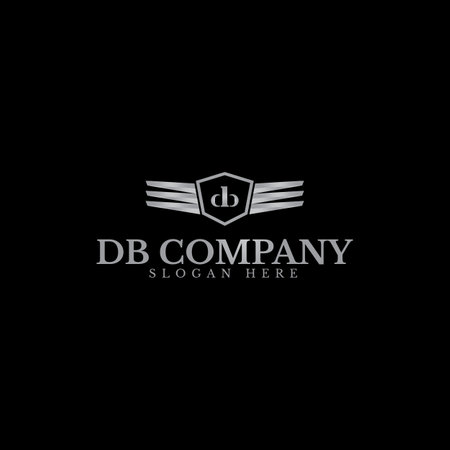 Vector graphic of DB letter logo design in combination with wings, with silver color scheme. perfect to use for the automotive field.のイラスト素材