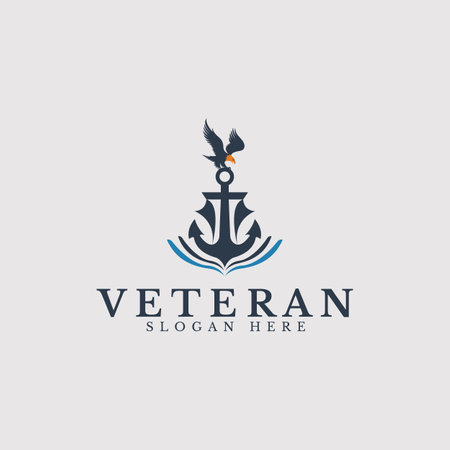 Vector graphic inspiration of Navy veteran logo with a ship anchor concept in the form of a ship and an eagle made into one design.のイラスト素材