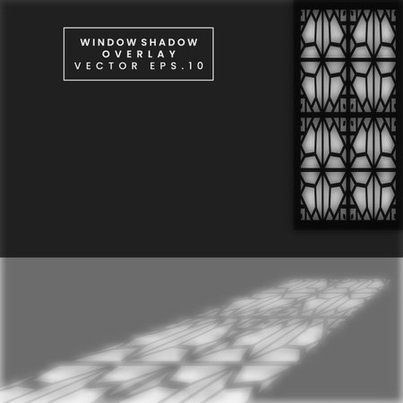 Vector Shadow overlay layer effect design. Room window shadows. Soft transparent light and shadow from the window.のイラスト素材