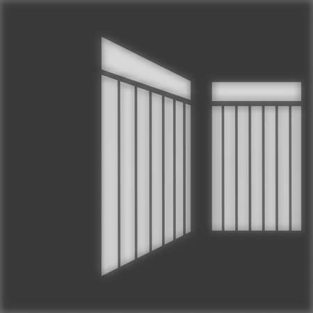 Vector Shadow overlay layer effect design. Iron barred window shadow. Soft transparent light and shadow from the window.のイラスト素材