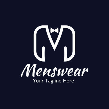 Letter M Logo Template Vector with Menswear, Perfect to use for fashion, boutique, online shop or Menswear related.のイラスト素材