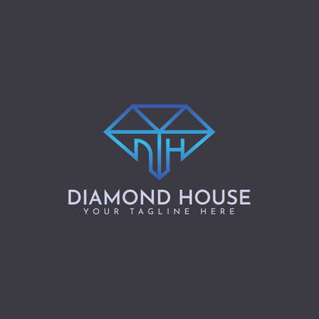 Vector DH Letter logo template with diamond and house, Perfect to use for construction, Real Estate and Mortgage.のイラスト素材