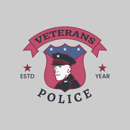 Police silhouette Logo Template Vector with shield and star.のイラスト素材