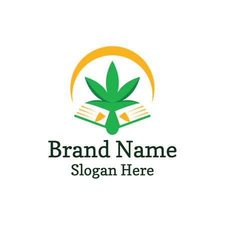 Cannabis leaf  design combined with book and sun, Perfect to use for education or related industries.のイラスト素材