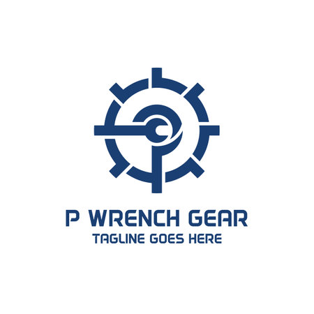 Letter P logo vector template combined with wrench and gear. This logo is suitable for any business related to logos.のイラスト素材